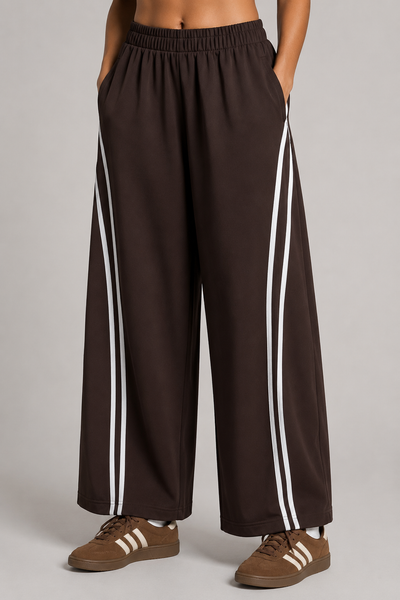 Pantalone Wide Leg Sporty con Bande Laterali