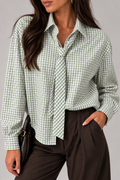 Camicia Donna a Quadretti con Cravatta