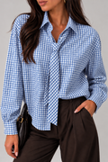 Camicia Donna a Quadretti con Cravatta