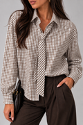 Camicia Donna a Quadretti con Cravatta