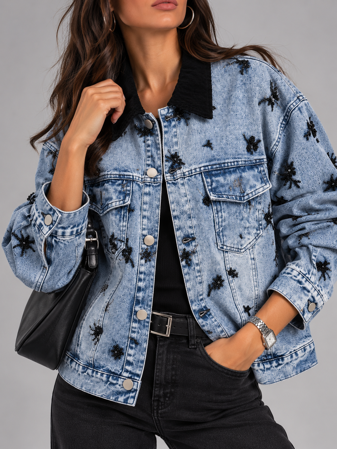 Giacca Denim con strass