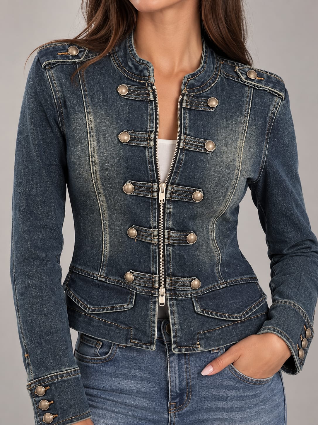 Giacca in denim stile militare