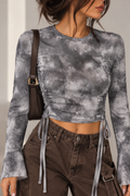 Maglia Crop velata con Maniche a Campana
