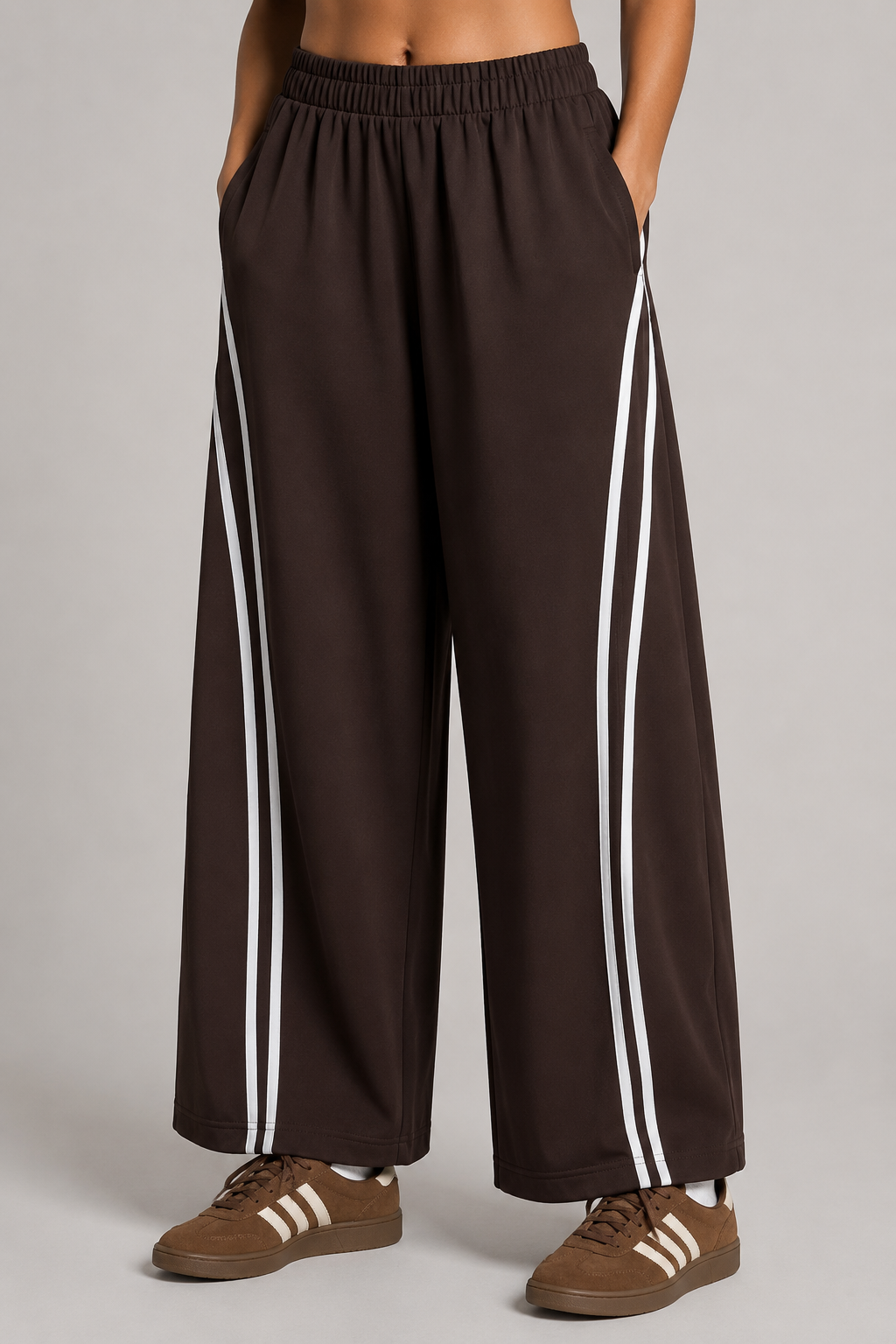 Pantalone Wide Leg Sporty con Bande Laterali