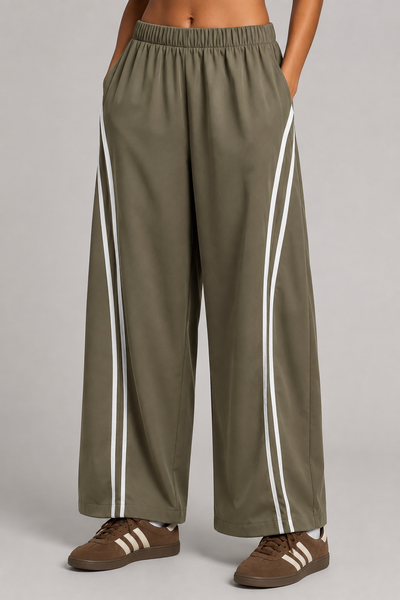 Pantalone Wide Leg Sporty con Bande Laterali