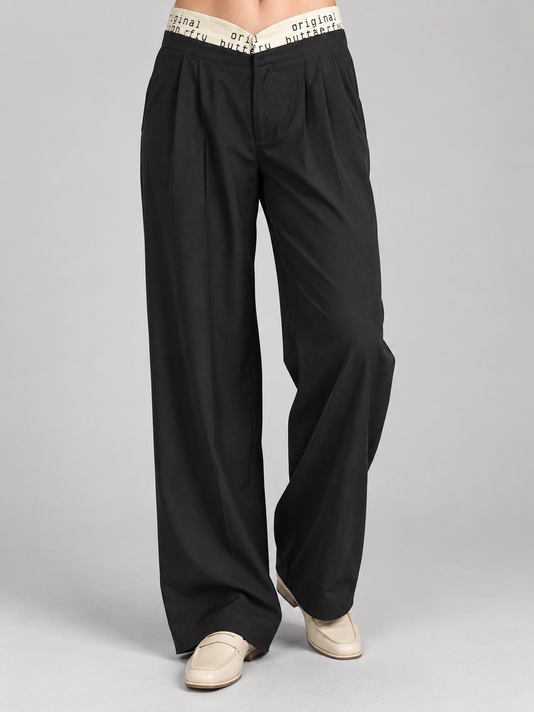 Pantalone Wide Leg con Fascia Lettering