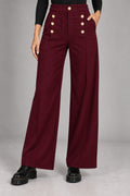Pantalone palazzo con bottoni dorati